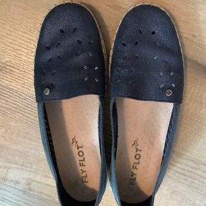 Navy leather flyflot casual shoes